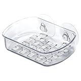 Soap Case, Holder with Suction Cups, 5.25” Long, Clear Acrylic Plastic, Bar Soap, Sponge, Toiletries