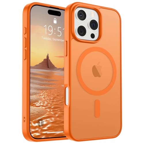 Image of SUPFINE Magnetic for iPhone 16 Pro Max Case (Compatible with MagSafe) (Military Grade Drop Protection) Translucent Matte Shockproof Phone Cover,Starry Orange