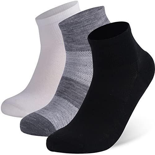 Image of 90% Merino Wool Socks for Men and Women,Casual Breathable Soft,3 Pairs,XLarge,White,Gary,Black