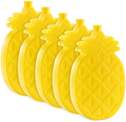 Navaris Lunch Box Ice Packs (Set of 5) - Kids Cool Pack Freezer Blocks for Boys or Girls - Reusable Slim Cold Packs for Cooler Bag Travel - Pineapple