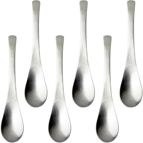 ナガオ 和洋折衷 レンゲスプーン 18cm 艶消 5本+1本 18-8ステンレス 槌目 日本製