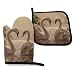 Produktbild Alvahw Swan Green Leaves Ofenhandschuhe und Topflappen Küchenset Hitzebeständige Grill-Back-Kochhandschuhe