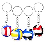 Angoily Llaveros de Voleibol de Cuero Sintético 3,8 Cm, Set de 4 Piezas Colores Vibrantes (-, Real,), Accesorio Decorativo para Mochilas y Bolsos Deportivos