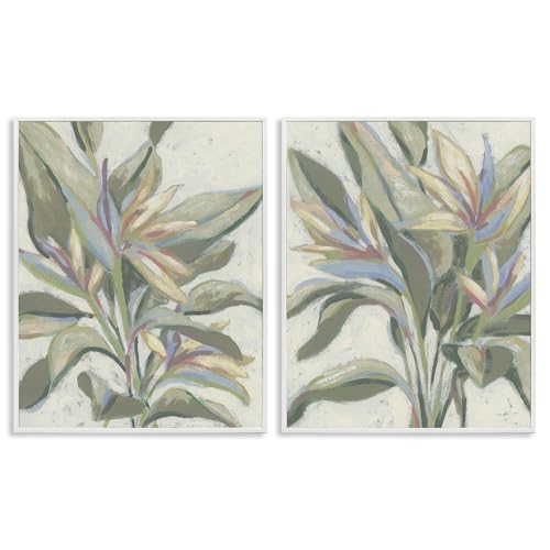 Stupell Industries Tropical Pastel Paradise 2 Piece White Framed Giclee