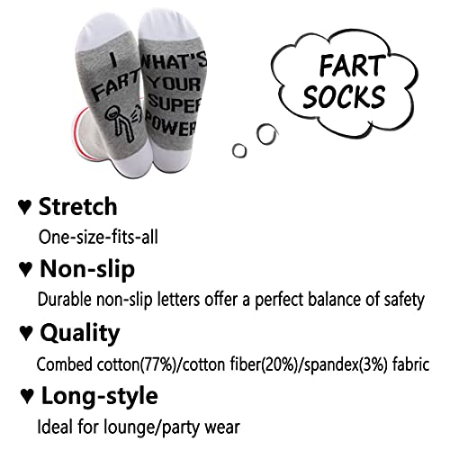 G2TUP 2 Pairs Fart Joke Gift Socks - I Fart, What's Your Super Power Socks3