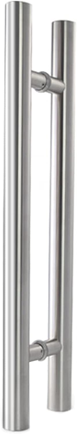 Circir Silver Entry Round Bar Push Pull Door Handle Stainless Steel,24"/31" Sliding Barn Door, Two-Side Design For Gates, Garages(,80Cm/2.6Ft)