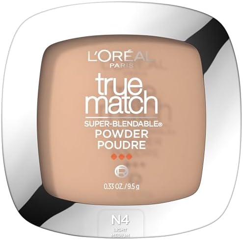 L'OREAL PARIS True Match Super Blendable Oil Free Natural Foundation Powder, N4 Light Medium, 0.33 Oz, Packaging May Vary