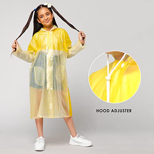 Image of THE CLOWNFISH Polyester Drench Dew Series Unisex Kids Waterproof Single Layer Pvc Standard Length Longcoat /Raincoat With Adjustable Hood.
