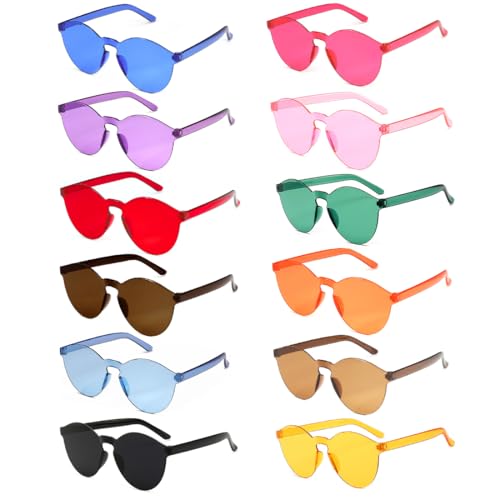 12 Stück Bunte Party Sonnenbrillen,Hippie Brillen,Party Sonnen Brille Kinder Erwachsene, Party Sonnenbrillen Set für Party Zubehör, Foto Requisiten, Geburtstag, Fasching, Karneval