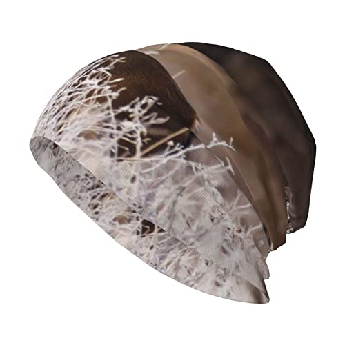 Yiduoduox Popcorn Print - Gorro unisex para adultos, suave, de punto, cálido y resistente, para el frío, Ciervo de cola blanca gratis, Talla única