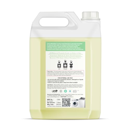 Image of MaticWash Liquid Detergent 5 Litre for Top Load Front Load, Tough Stain Remover in Laundry, Detergent Liquid for Washing Machine - 5 Ltr