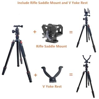 Adjustable Hunting Shooting Stick Tripod – Rifle & Pistol Shooting Rest Stand for Gun,Rifles and Crossbows, Tripods with V Yoke & Shooting Saddle Clamp for Hunting Sticks