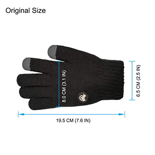 Lethmik Kids Touchscreen Knit Gloves,Winter Solid Black Children Warm Thick Fleece Lining Gloves #TOP2