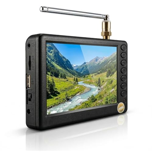 5'' Portable Mini Digital TV, 1080P 2 in 1 with FM Radio, Rechargeable Battery, USB, Headphone Jack,...