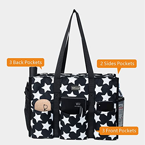 Image of TOPDesign Utility Water Resistant Tote Bag with 13 Pockets, Top Zipper Closure & Thick Bottom Support, for Working Women