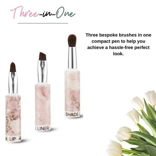 Lilyleaf Makeup Brushes Kit - 3-In-1 Make Up Brush Set - Travel Brush Pen With 3 Brushes For Eyeshadow Blend, Brows, Lip - Stackable Magnetic Brushes – Portable And Lightweight Beauty Kit #TOP2