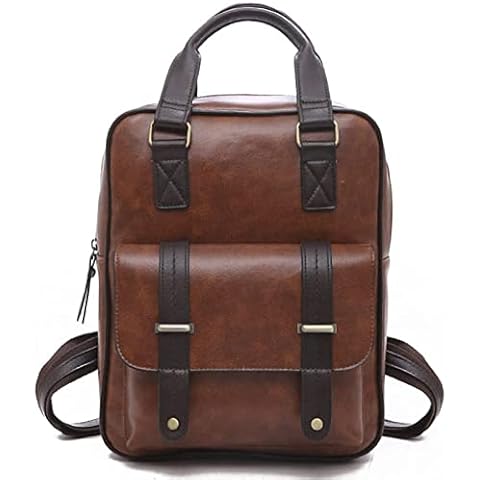 Vegan Leather Backpack Vintage Laptop Bookbag,Academia Aesthetic Backpack,Leather Backpack Purse College School Bookbag Weekend Travel Daypack Casual shoulder bag (brown) Cover