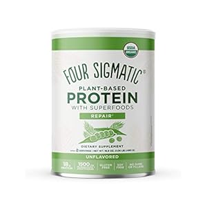 Four Sigmatic Organic Plant-Based Protein Powder Unflavored Protein with Lion’s Mane, Chaga, Cordyceps and More | Clean Vegan Protein Elevated for Brain Function and Immune Support | 16.9 oz