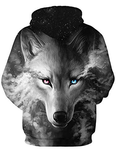TUONROAD Felpa Donna Colorata Lupo 3D Felpe Uomo con Cappuccio Inverno  Vello Hoodie Pullover Sweatshirt con Tasche XL -