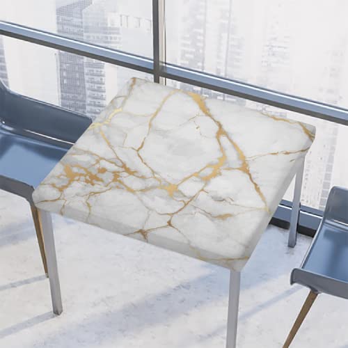 Abstract Marble Fitted Square Tablecloth With Elastic Edges,Modern Art Marble Table Cover Wipeable Washable Polyester Table Clothes For Kitchen Dining Party Banquet Patio Card Table,46X46 Inch #TOP26