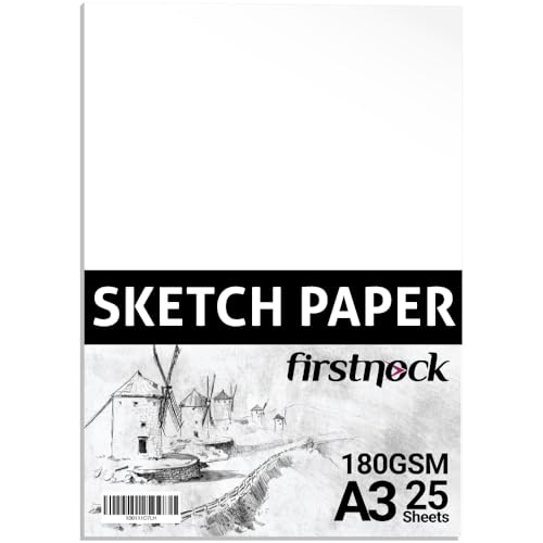 Firstnock A3 Sketch Paper 180Gsm 25 Sheets Thick Drawing Card Coloring Acid Free For Kids Plain White