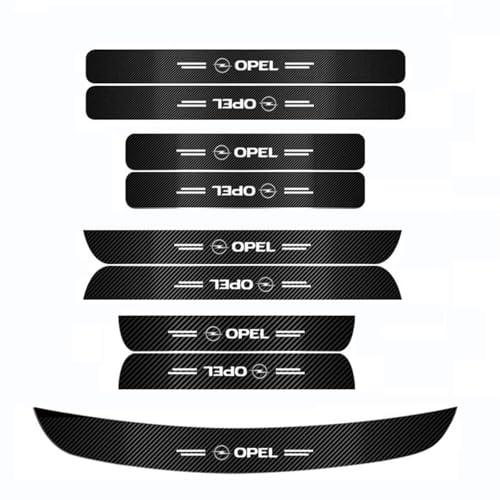9 Piezas Protectores Umbral Puerta, para Opel Grandland X SUV Plugin Hybrid 2019-2023 2024 2025 Fibra de Carbon Anti-rasguños Puerta Bienvenido Pedal protección Pegatina