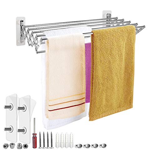 LMZPJ Wandtrockner Wand-Wäschetrockner Wäscheständer aus Metall Wäschreck mit Wandmontage ausziehbare Akkordeon Handtuchhalter for den Waschraum (Color : Silver, Size : 42-80cm) Cover