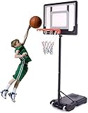 XCJJ Basketballständer In-Ground Basketball Hoop - Höhenverstellbares Basketballtor mit Rädern für Kleinkinder/Kinder, 32-Zoll-Backboard-Basketballständer