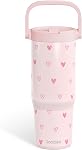 Cherry Stainless Steel Straw Lid Tumbler 30oz with Carry Handle for Women Girls, Aesthetic Insulated Travel Coffee Cup, Gift for Sports Workout Birthday Christmas