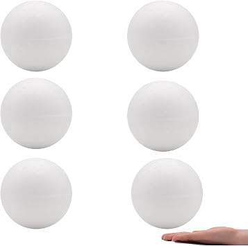 Crafare 4.72 Inch 6PC Craft Foam Balls Polystyrene Arts Decoration Balls for Holiday Easter Household School Modeling Science Projects
