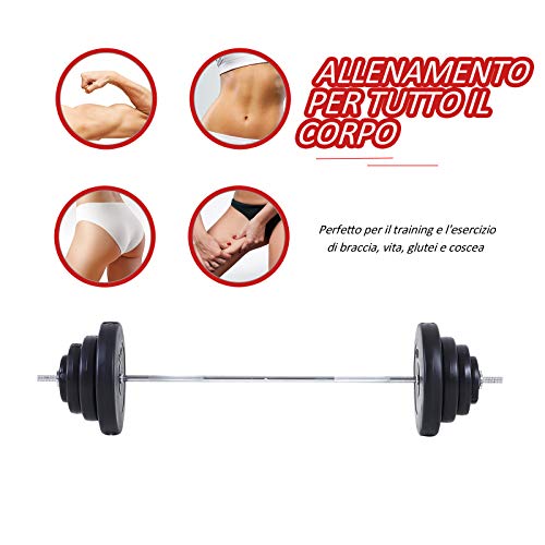 HOMCOM Set Bilanciere e Dischi 70kg, 8 Dischi Pesi...