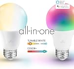 Ampoule LED Globe Electric Wi-Fi Smart 10 Watt (équivalent 60W) Multicolore changeante RGB Blanc réglable Dimmable, Pas de hub requis, Activation vocale, 2000K - 5000K, Forme A19, Base E26 34202