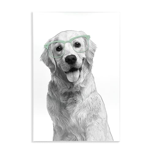 Smiling Golden Retriever, 10 x 15 Inch Mounted Print on Wall Plaque