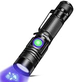 UV懐中電灯 ブラックライト 強力 USB充電式 365nm ブラックライトミニ、uvライトポータブルハンドヘルドな 調節可能な焦点 LED紫外線ライト懐中電灯、レジン用、ペットの尿検出のためになフォーカス