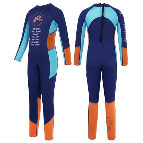 Gogokids Kinder Neoprenanzüge Jungen Thermische Badeanzüge, Rash Guard Einteiler Bademode 2.5mm Neopren Taucheranzug Schnorchelanzug UV 50+, Langarm Grau XL