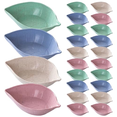 Cabilock Plates Dessert Leaf Shape Sauce Dish, Sauce Dipping Bowls Wheat Straw Ketchup Sauce Dish Soy Sauce Dishes Dinnerware Plate Condiment Dish for Paste Jam Sushi 40pcs Modern Food Containers
