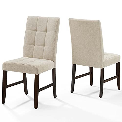 Modway Promulgate Biscuit Tufted Upholstered Fabric Dining Side Chair, Set Of 2, Beige #TOP1