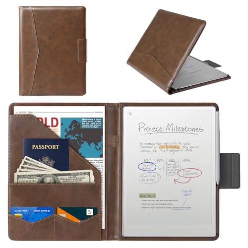 CoBak Premium PU Leather Case for Remarkable Paper Pro 11.8" (2024) – Slim Magnetic Back Cover with Auto Sleep/Wake, Folder Design, Magnetic Pen Holder Strap, Brown Leather