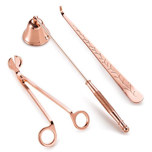 Onlywax Candle Accessory Gift With Wick Trimmer, Wick Dipper & Bell Snuffer (Rose Gold)