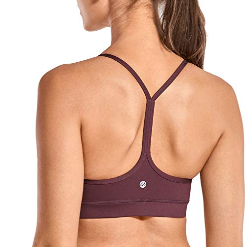 CRZ YOGA Women Brushed Low Impact Y-Back Wireless Yoga Sport Bra with Removable Pads Arctic Plum XS