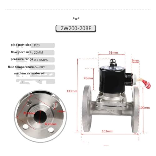 Vanne de régulation DN32 bride inox AC220V normalement fermée électrovanne 2 voies - 4