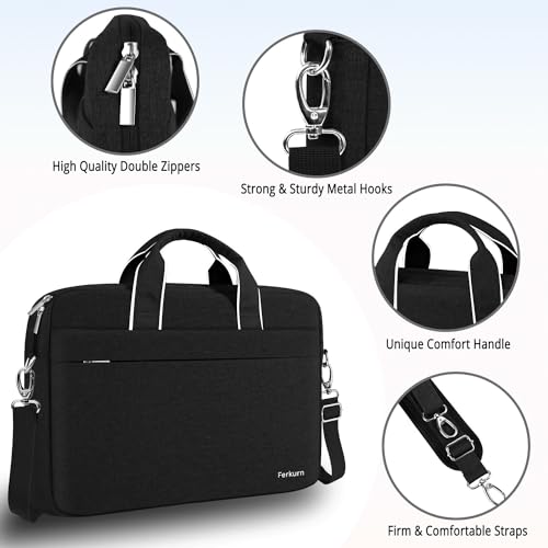 Ferkurn Laptop Bag Case for Women Men, Messenger Computer Bag Briefcase with Shoulder Compatible with Macbook Pro/Air, HP Pavilion, XPS Latitude, ASUS, Acer, Samsung, Black, 15 15.6 16 Inch - Image 4