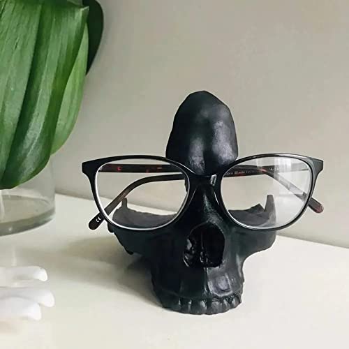 Marsrut Skull Glasses Stand Holder, Creative Eyeglasses Holder, Resin Statue Ornament, Sunglasses Spectacle Display Rack For Home, Office, Desk, Nightstand (Black) #TOP2