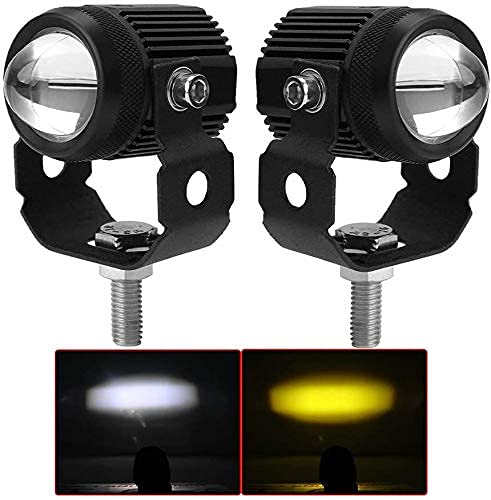AUTO MT Universal for car and bike Mini LED light pods 2inch LED Driving Lights 2 Color White Yellow Fog Lights Spot Beam for Motor ATV Truck Boat 4x4 SUV UTV Tractor Forklift (Pack of 2)