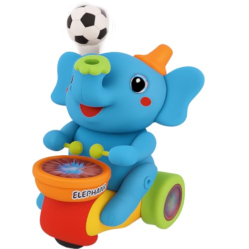 Image of Musical Elephant Toy with Levitating Ball | Light & Sound Bump & Go Drummer for Toddlers | 360 Rotating, Universal Walking, Learning Toys for Boys & Girls Age 3+