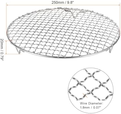 HARFINGTON 2pcs Round Cooking Rack 9.8-inch 201 Stainless Steel Cross Wire Barbecue Grill Net with 20mm Legs for Cooking Baking Steaming BBQ