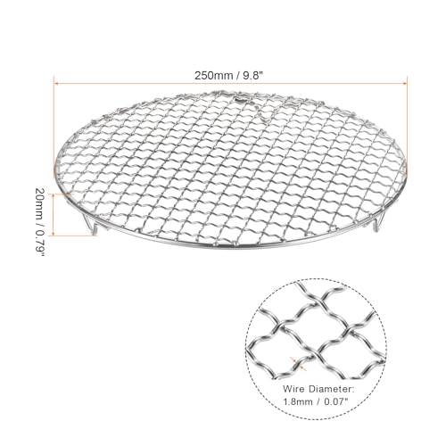 HARFINGTON 2pcs Round Cooking Rack 9.8-inch 201 Stainless Steel Cross Wire Barbecue Grill Net with 20mm Legs for Cooking Baking Steaming BBQ