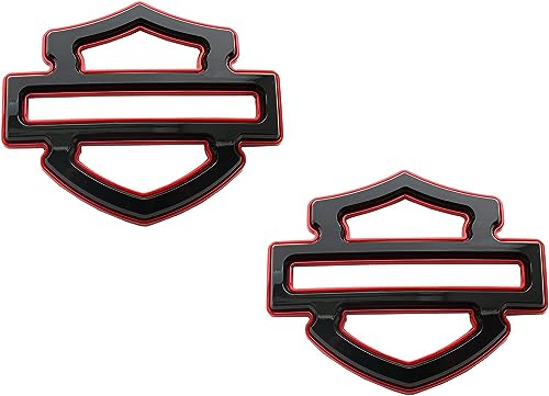 2Pcs Set Gloss Black Red Double Layer CVO Custom Tank Emblems Badges (Black Red)