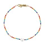 KELITCH Women Boho Shell Pearl Beads Strand Bracelets Friendship Bracelets Miyuki Beads Bracelets