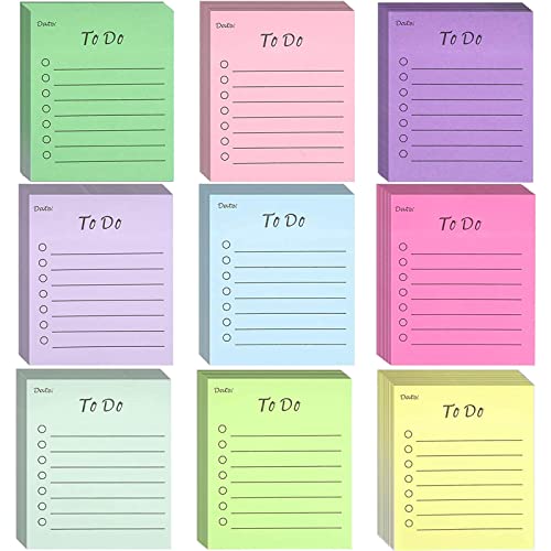 付箋 共450枚 9冊 9色 カラフル To Doリスト付箋紙 罫線 粘着メモ ノート 書ける 強粘着性 蛍光色 やること メモ帳 リスト チェックリスト ホーム 伝言 メッセージ 資料注釈 資料 情報整理 便利 文房具 事務用品 学校 家庭 オフィス用品